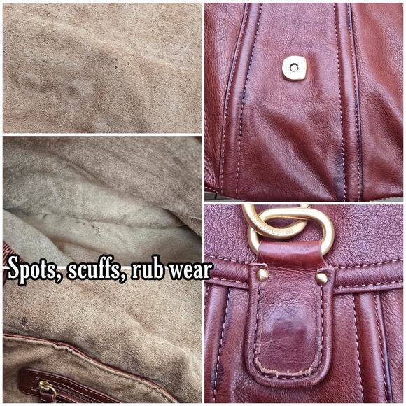 Brown Leather Purse Liz Claiborne Flap Handbag Gild Tone Hardware Satchel - Picture 5 of 9